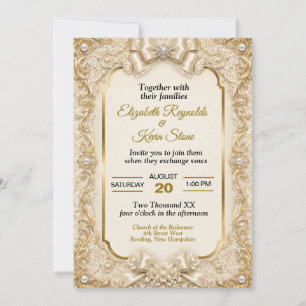 Elegant Soft White Lace Wedding Invitation