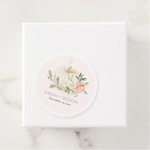 Elegant Soft White Pumpkin Blush Floral Wedding Favour Tags