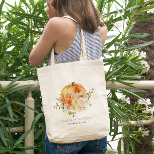 Elegant Soft White Pumpkin Blush Floral Wedding Tote Bag