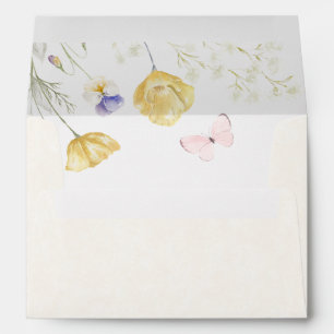 Elegant soft wild floral butterfly envelope