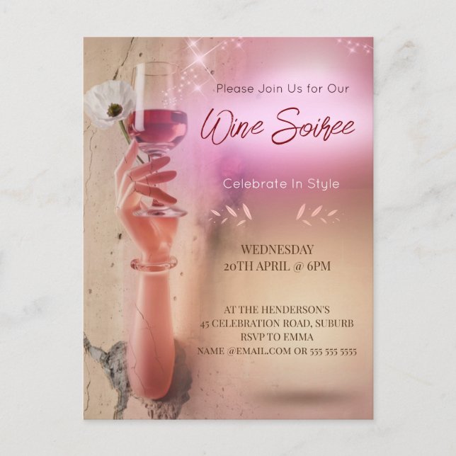 Elegant Soiree Cocktail Decoupage Invitation Postcard (Front)
