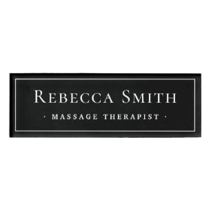 Elegant solid black name tag