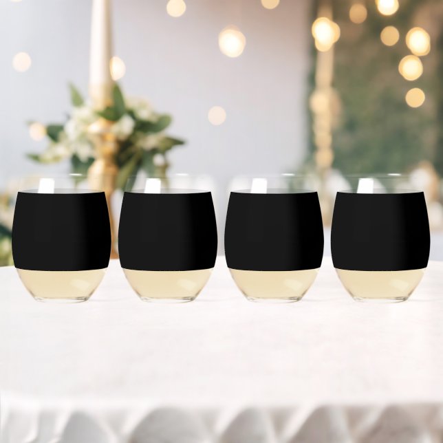 Elegant Solid Black Stemless Wine Glass (Insitu (Wedding))