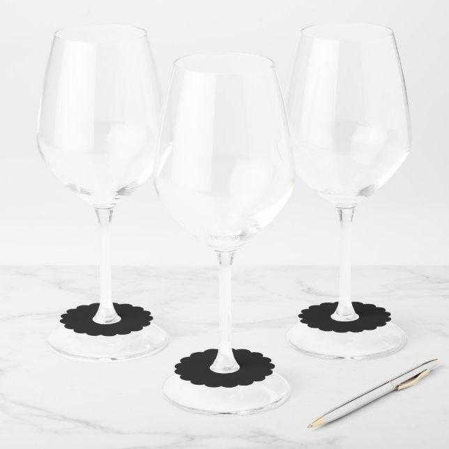 Elegant Solid Black Wine Glass Tag (Set)