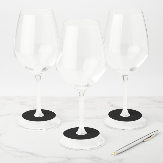 Elegant Solid Black Wine Glass Tag (Set)