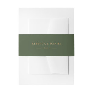 Elegant Solid Green Personalised Wedding Invitation Belly Band