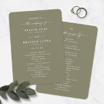 Elegant Solid Lily Green Wedding Ceremony Program Programme<br><div class="desc">Simple Elegant Solid Lily Green Wedding Ceremony Program. This modern minimal Order of Services Card is simple classic and elegant with a plain solid background colour and a pretty signature script calligraphy font with tails. Shown in the new Colorway. Available in several colour options, or feel free to edit the...</div>