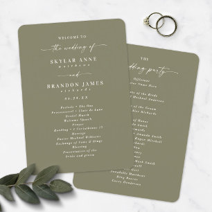 Elegant Solid Lily Green Wedding Ceremony Program Programme