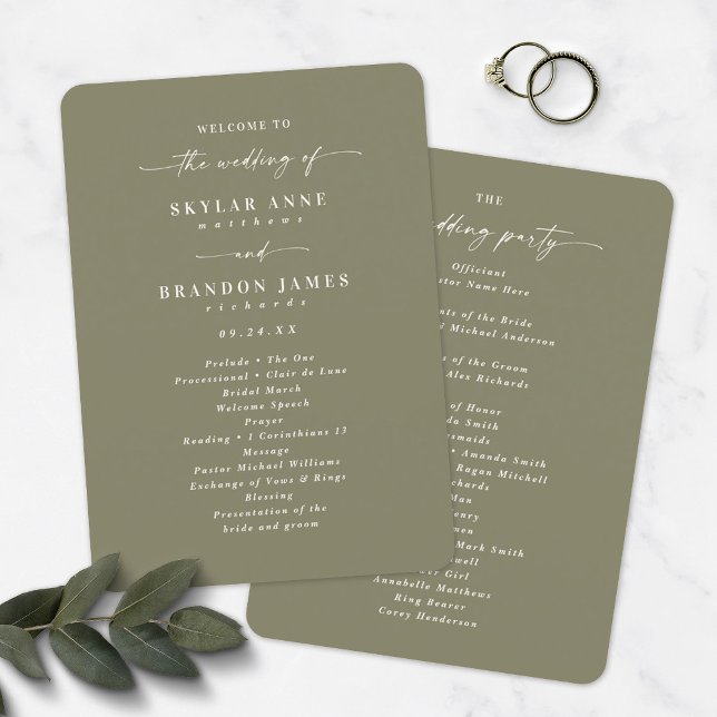 Elegant Solid Lily Green Wedding Ceremony Program Programme (Creator Uploaded)