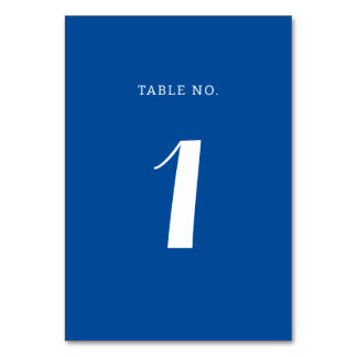 Elegant Solid Mediterranean Blue Script Wedding Table Number