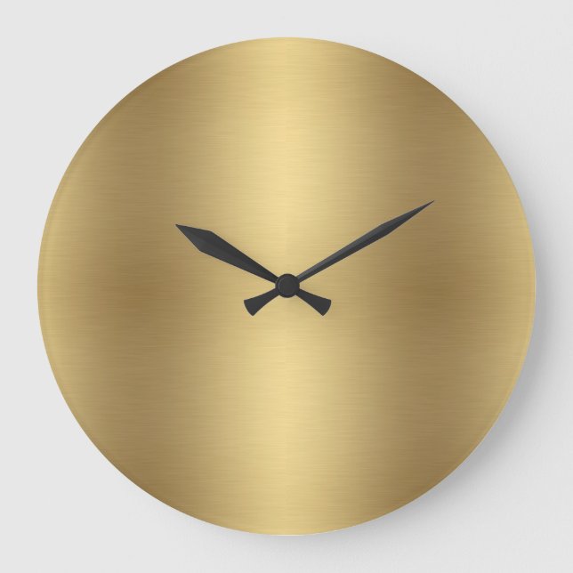 Elegant Solid Metallic Old Gold Large Clock (Front)