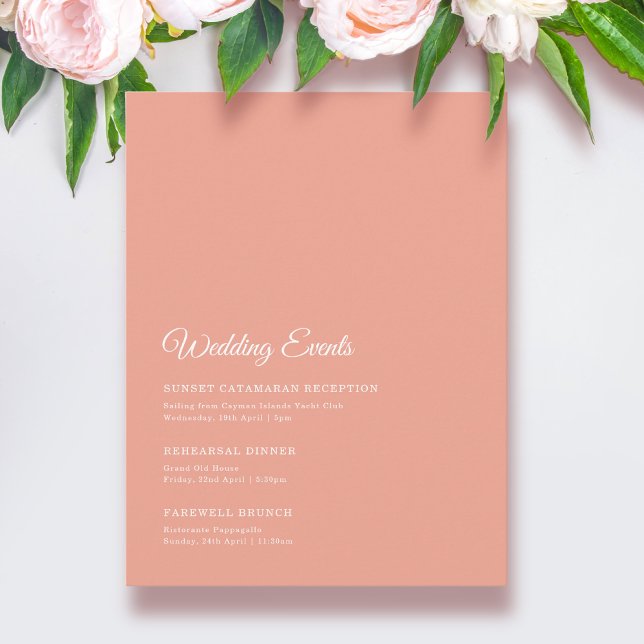 Elegant Solid Peach Wedding Weekend Enclosure Card (Creator Uploaded)