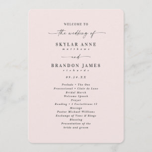 Elegant Solid Porcelain Pink Wedding Ceremony Programme