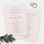 Elegant Solid Porcelain Pink Wedding Ceremony Programme<br><div class="desc">Simple Elegant Solid Porcelain Pink Wedding Ceremony Program. This modern minimal Order of Services Card is simple classic and elegant with a plain solid background colour and a pretty signature script calligraphy font with tails. Shown in the new Colorway. Available in several colour options, or feel free to edit the...</div>