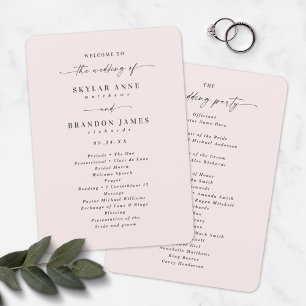 Elegant Solid Porcelain Pink Wedding Ceremony Programme