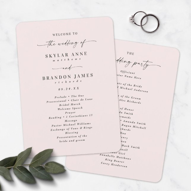 Elegant Solid Porcelain Pink Wedding Ceremony Programme (Creator Uploaded)
