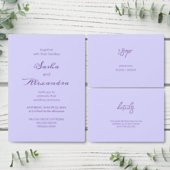 Elegant Solid Purple Lavender  RSVP Card (Creator Uploaded)