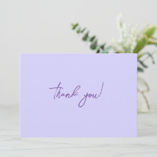 Elegant Solid Purple Lavender Thank You Card