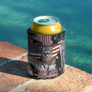 Elegant Solidarity worker Labour Day with USA flag Can Cooler