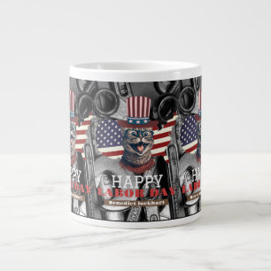 Elegant Solidarity worker Labour Day with USA flag Large Coffee Mug