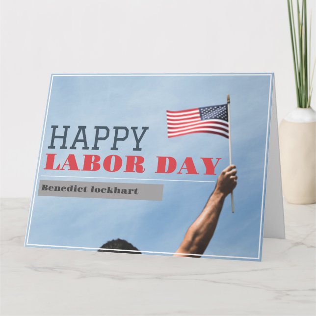 Elegant Solidarity Worker Labour Day with USA flag Thank You Card (Front)