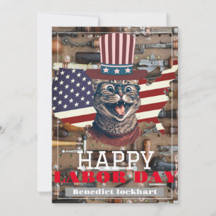 Elegant Solidarity worker Labour Day with USA flag Thank You Card