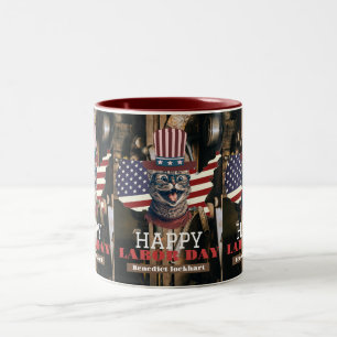 Elegant Solidarity worker Labour Day with USA flag Two-Tone Coffee Mug