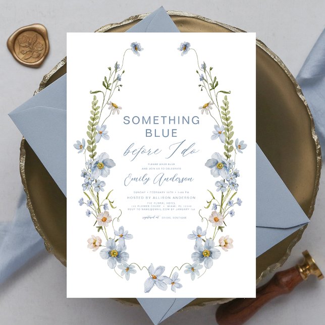 Elegant Something Blue Before I Do Bridal Shower Invitation (Creator Uploaded)