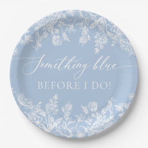 Elegant Something Blue Before I do Bridal Shower Paper Plate