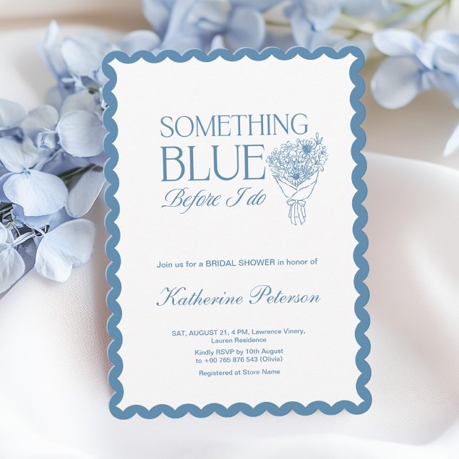 Elegant Something Blue Bridal Shower Invitation (Creator Uploaded)