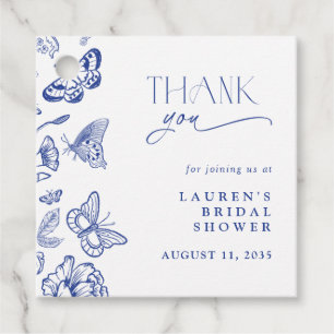 Elegant Something Blue Bridal Shower Thank You Favour Tags