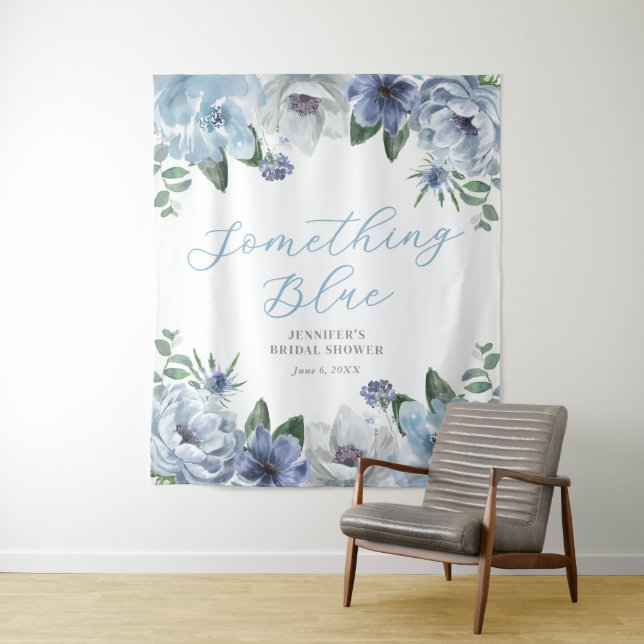 Elegant Something Blue Floral Bridal Shower Party  Tapestry (In Situ)
