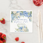 Elegant Something Blue Hydrangea Bridal Shower Napkin<br><div class="desc">Elegant and feminine "something blue before I do" bridal shower design with watercolor-painted floral arrangements of blue hydrangea flowers,  greenery,  and white roses.</div>