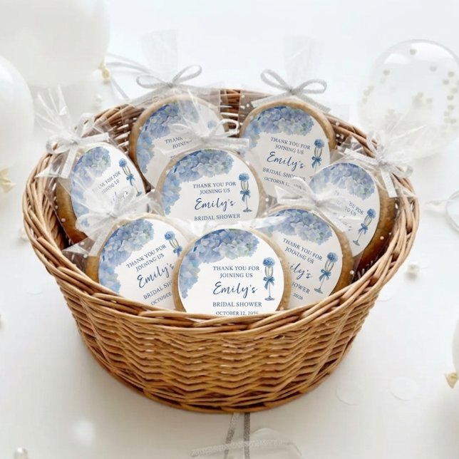 Elegant Something Blue Hydrangea Floral  Classic Round Sticker (Creator Uploaded)