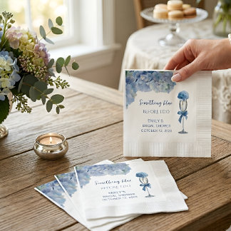 Elegant Something Blue Hydrangea Floral Party Napkin