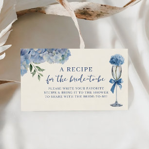 Elegant Something Blue Hydrangea Recipe Bridal  Enclosure Card