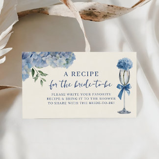 Elegant Something Blue Hydrangea Recipe Bridal Enclosure Card