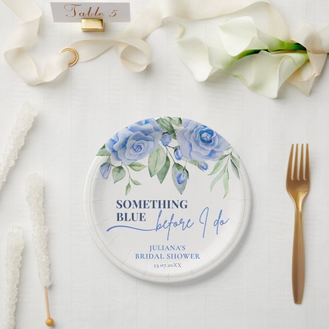 Elegant Something Blue Party Paper Plate (Wedding)
