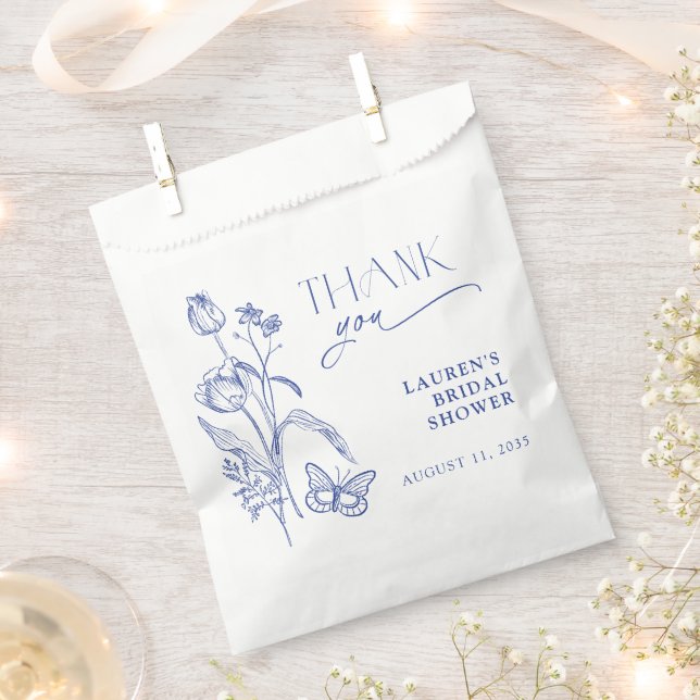 Elegant Something Blue Thank You Bridal Shower Favour Bags (Clipped)