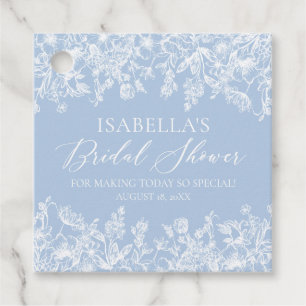Elegant Something Blue Vintage Bridal Shower Favour Tags