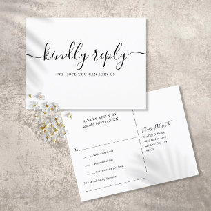Elegant Song Request RSVP Black And White  Invitation Postcard