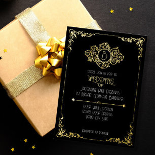 Elegant Sophisticated Art Deco Black Gold Wedding 