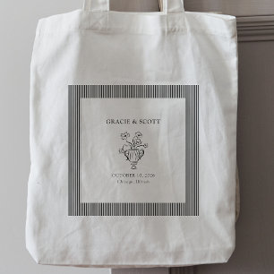 Elegant Sophisticated Black and White Wedding Tote Bag