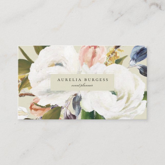 Elegant Sophisticated Botanical Floral Business Card (Front)