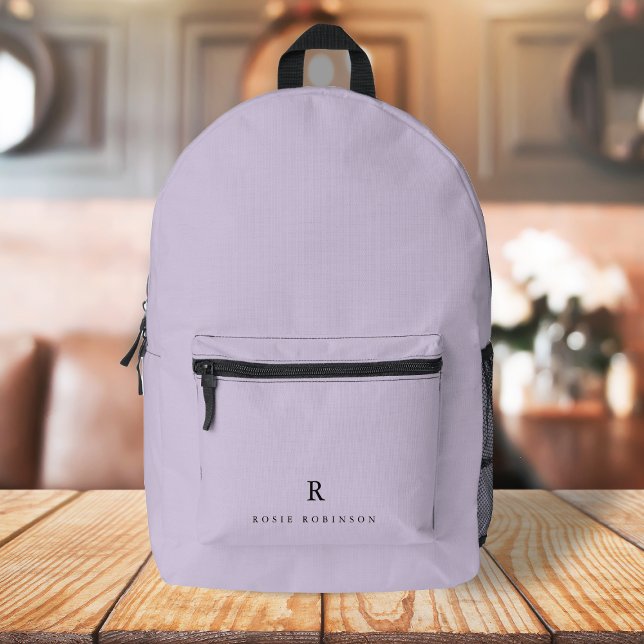 Elegant Sophisticated Classic Monogram Lilac Printed Backpack (Creator Uploaded)