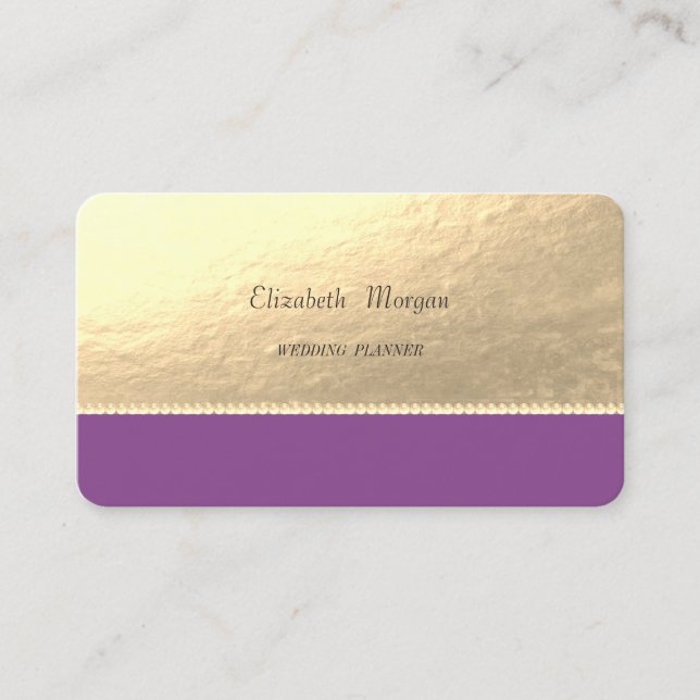 Elegant Sophisticated,Faux Gold,Pearls Business Card (Front)