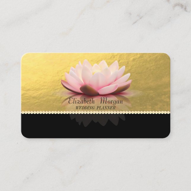 Elegant Sophisticated,Faux Gold,Pearls,Lotus Business Card (Front)