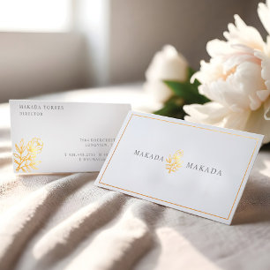 Elegant Sophisticated Floral Gold Botanical Business Card
