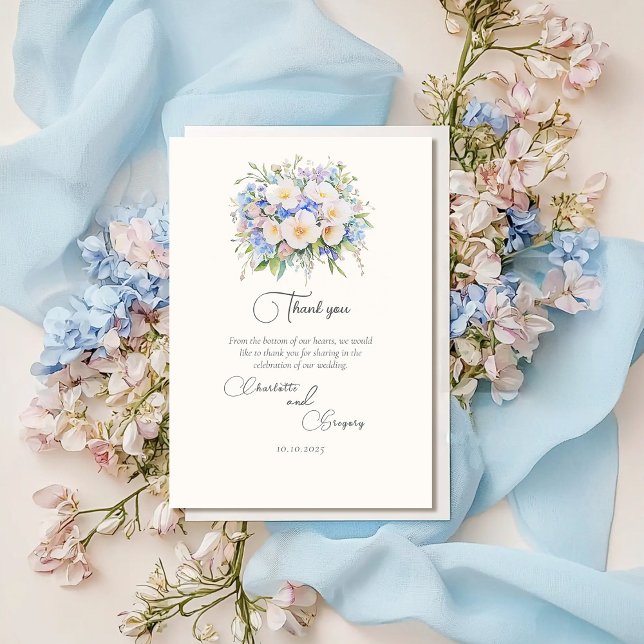 Elegant Sophisticated Floral Wedding Thank You Card (Creator Uploaded)