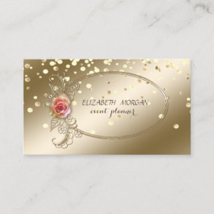 Elegant Sophisticated ,Gold Confetti,Rose Business Card